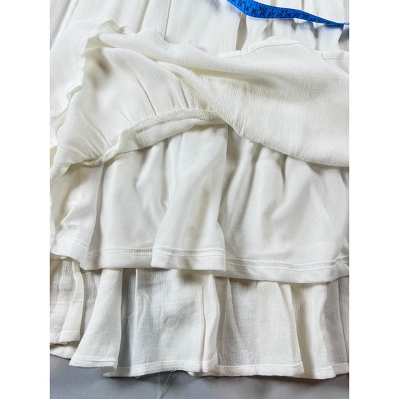 In Loom White Floral Embroidered Boho Cottagecore V-Neck Tiered Midi Dress Large - Picture 11 of 15